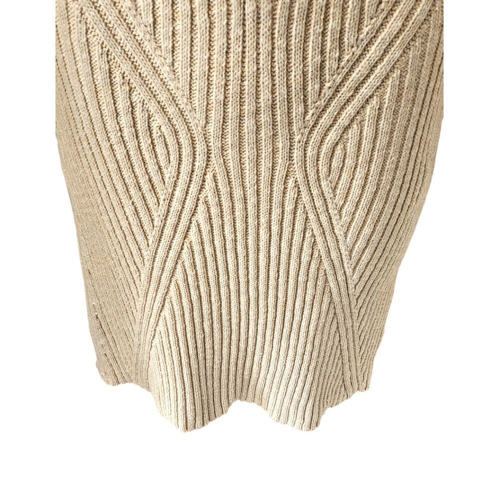 💥Free People XL Zip Front Cable Knit Sweater Mini Dress Beige Boho Cozy Chic - Picture 8 of 15